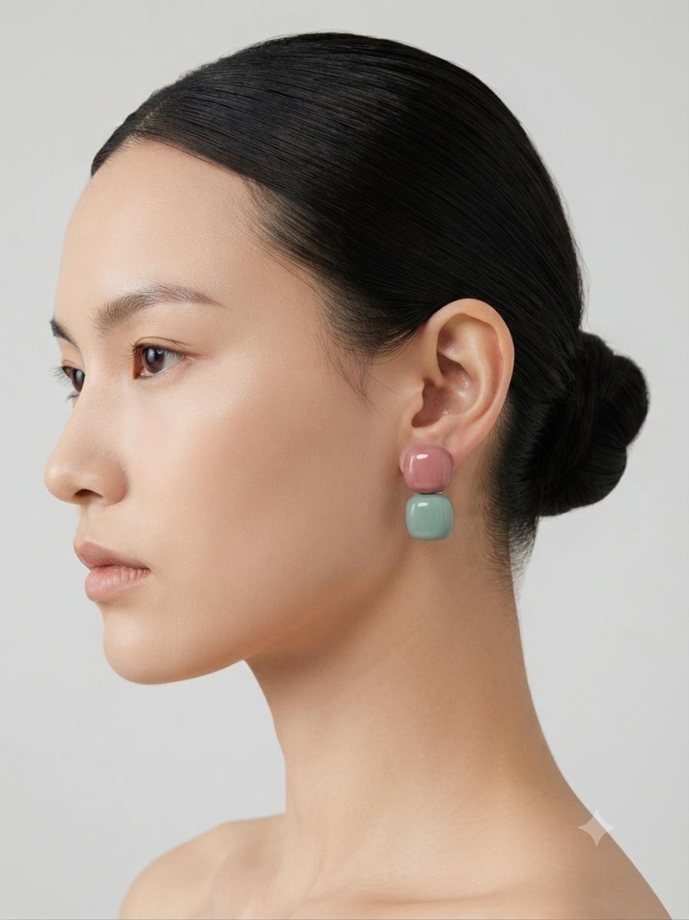 Contemporary Two-Tone Drop Earrings - Pink and Mint two pairs only 20$